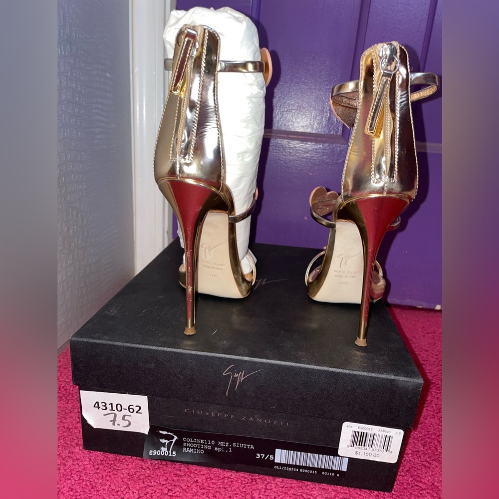 Rose Gold Giuseppe Zanotti Heels , women’s size 7.5 , worn only twice. - Picture 3 of 4